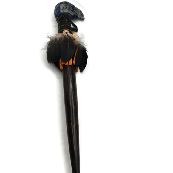 Hand Carved Wooden Staff with Condor Head in Stone - Picture 1 of 9